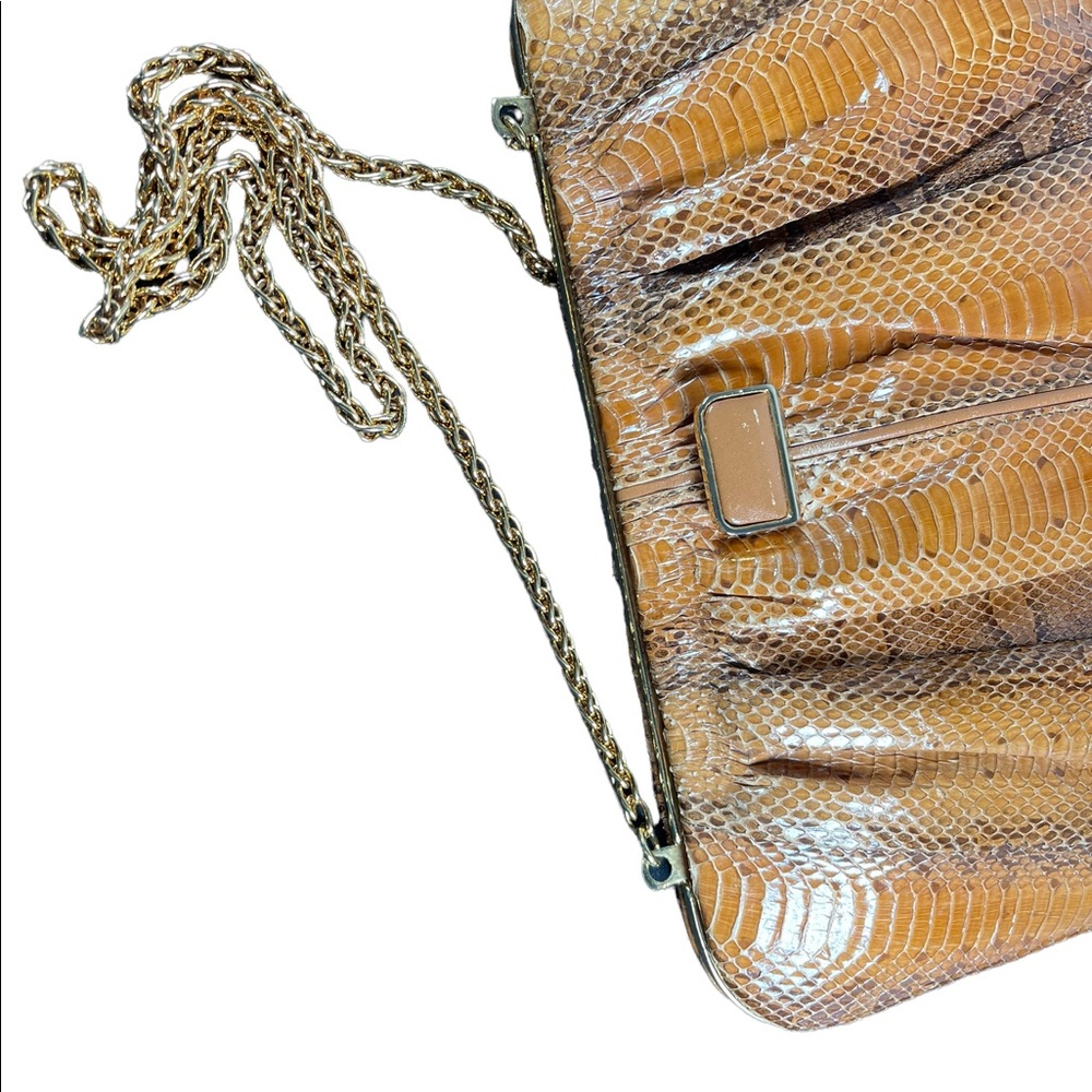 Vintage 1960s Snow White Snake skin leather clutch shoulder bag purse boho - Picture 10 of 16